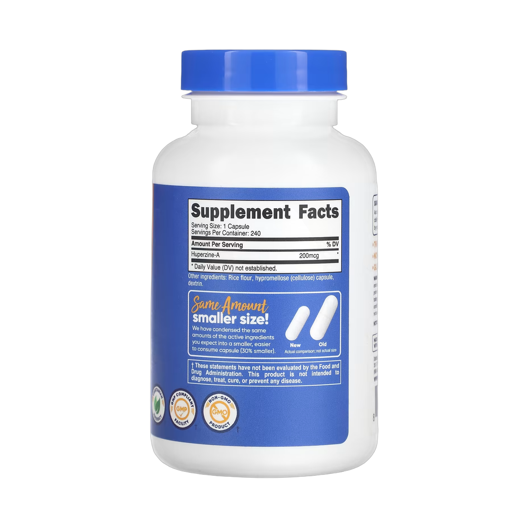 Nutricost, Huperzine-A, 200 mcg , 240 Capsules back packaging view