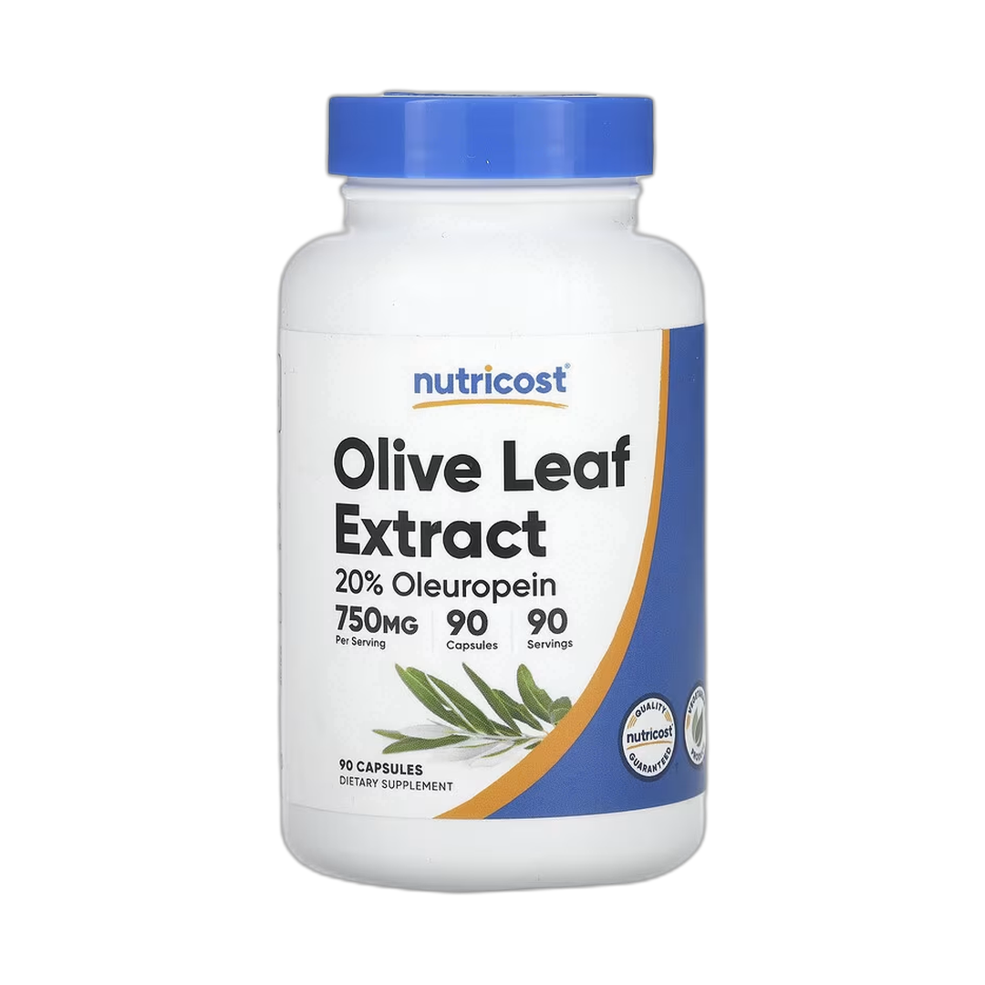 Nutricost, Olive Leaf Extract, 750 mg, 90 Capsules front packaging view