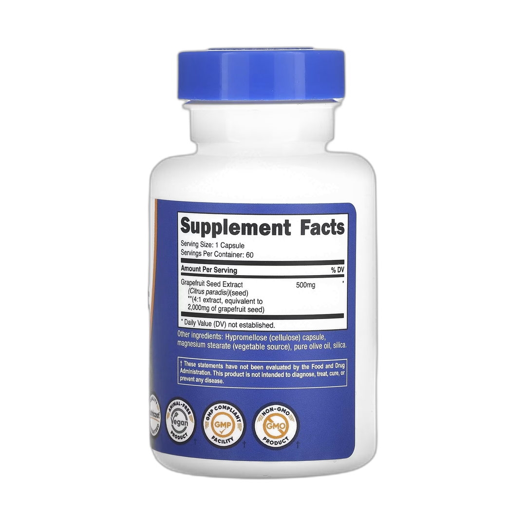 Nutricost, Grapefruit Seed Extract, 2,000 mg, 60 Capsules back packaging view