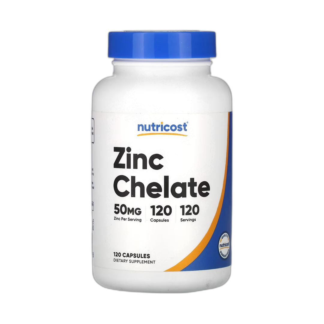 Nutricost, Zinc Chelate, 50 mg, 120 Capsules front packaging view