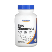 Nutricost, Zinc Gluconate, 50 mg, 120 Capsules front packaging view