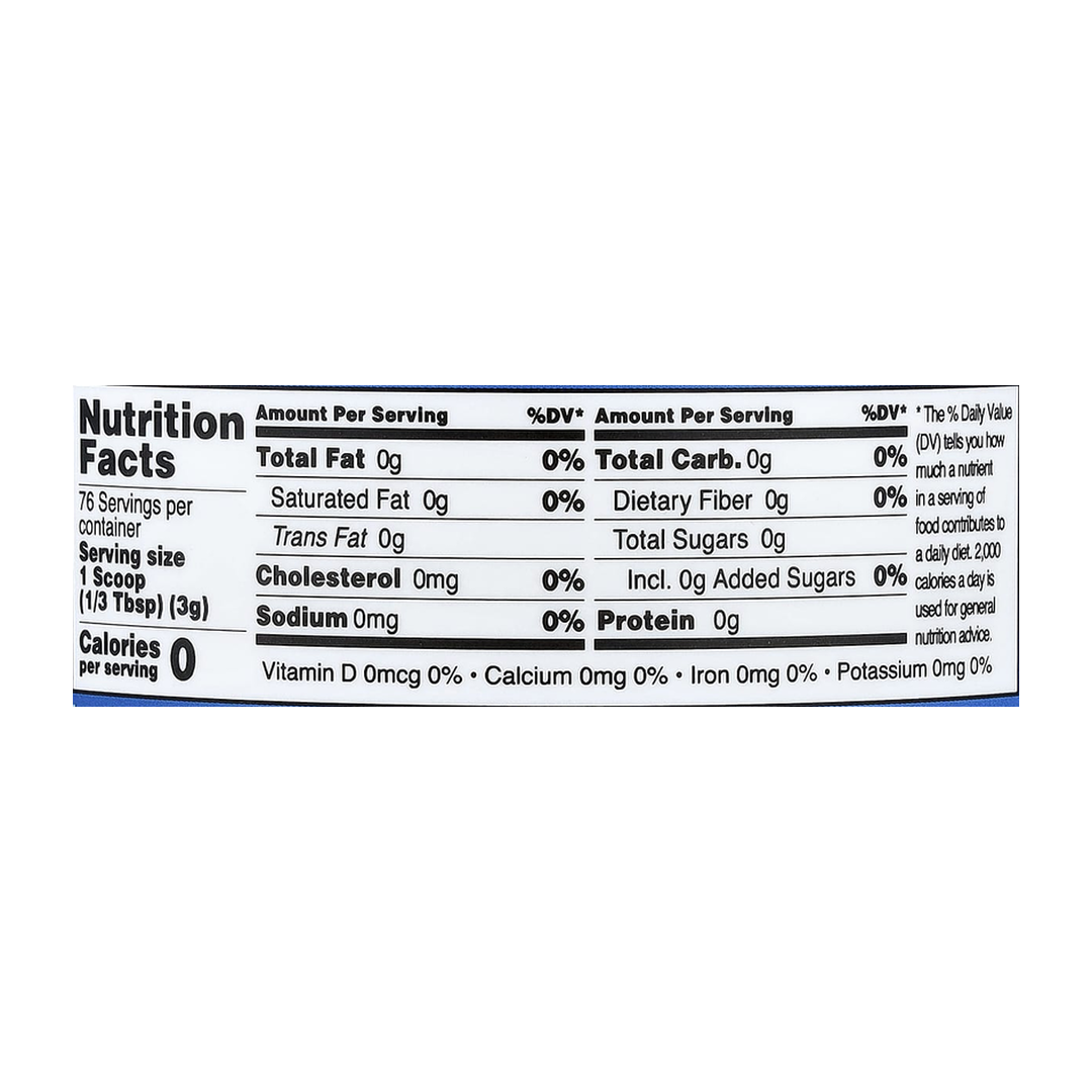 Nutricost, Organic Blueberry Powder, Unflavored, 8.1 oz, 227 g supplement facts label showing ingredients, vitamins, minerals, and serving information