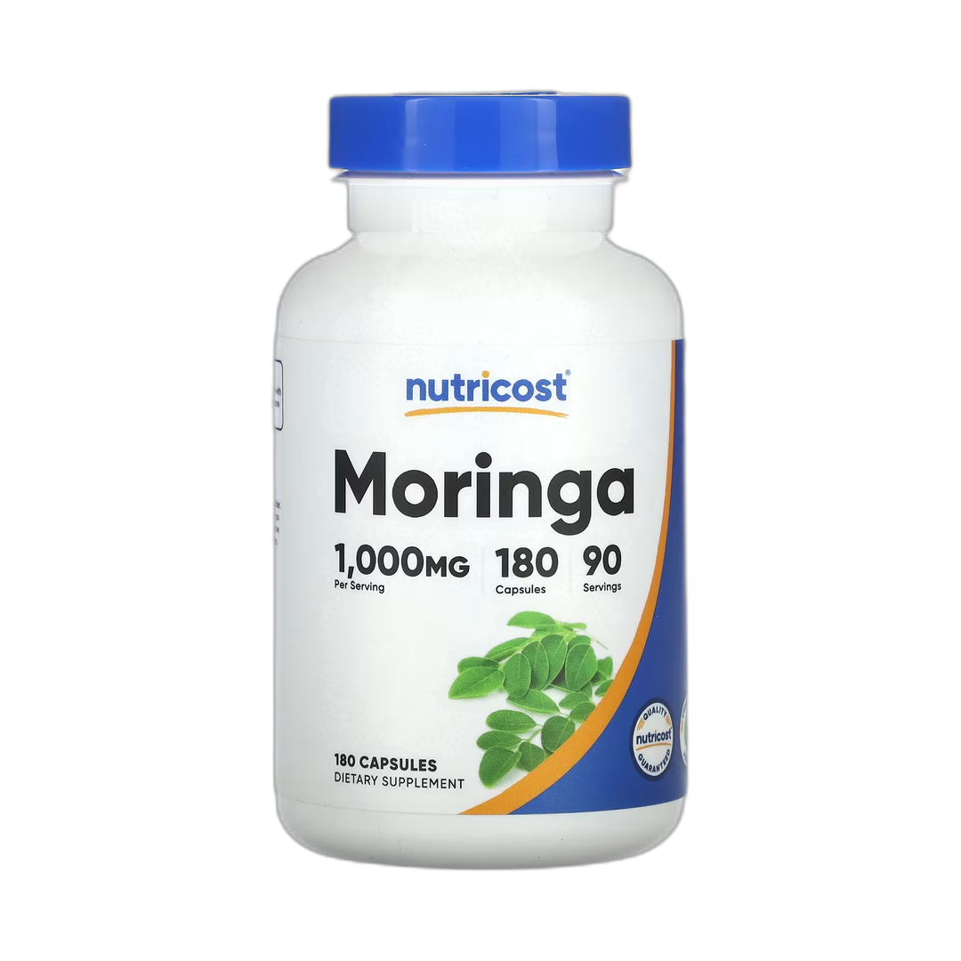 Nutricost, Moringa, 180 Capsules front packaging view