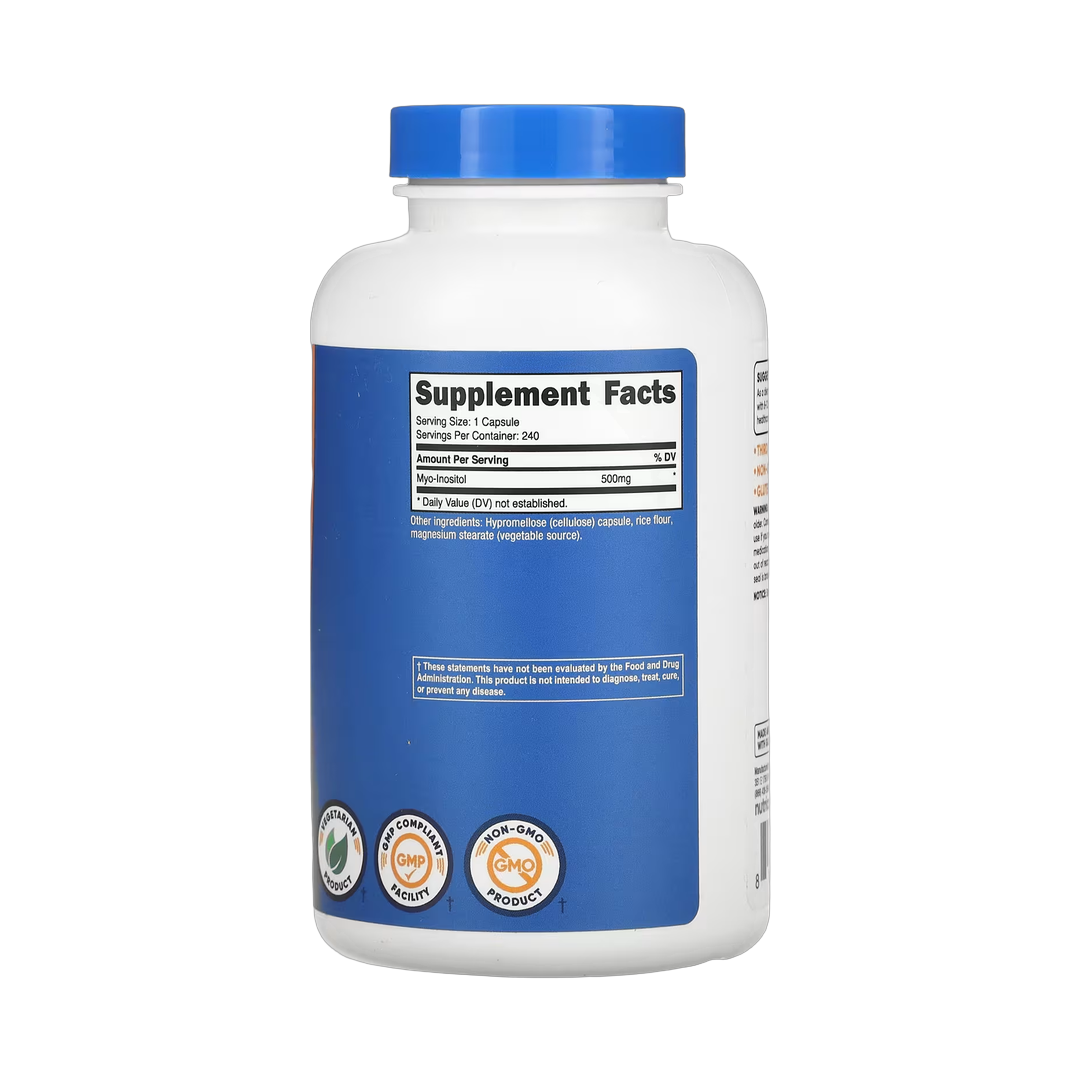 Nutricost, Inositol, 500 mg, 240 Capsules back packaging view