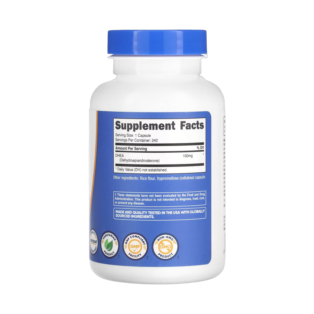 Nutricost, DHEA , 100 mg , 240 Capsules back packaging view