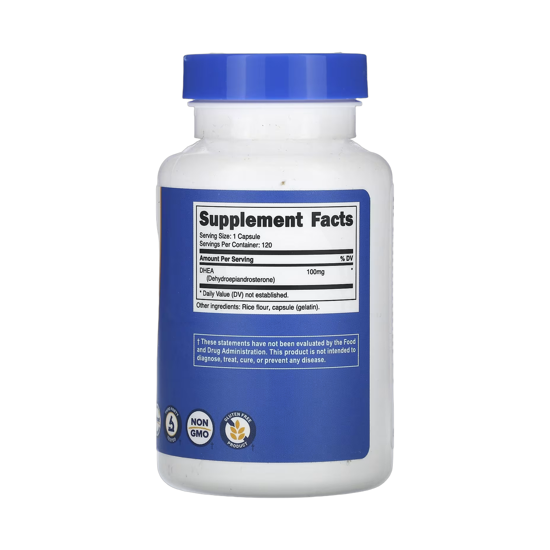 Nutricost, DHEA, 100 mg , 120 Capsules back packaging view