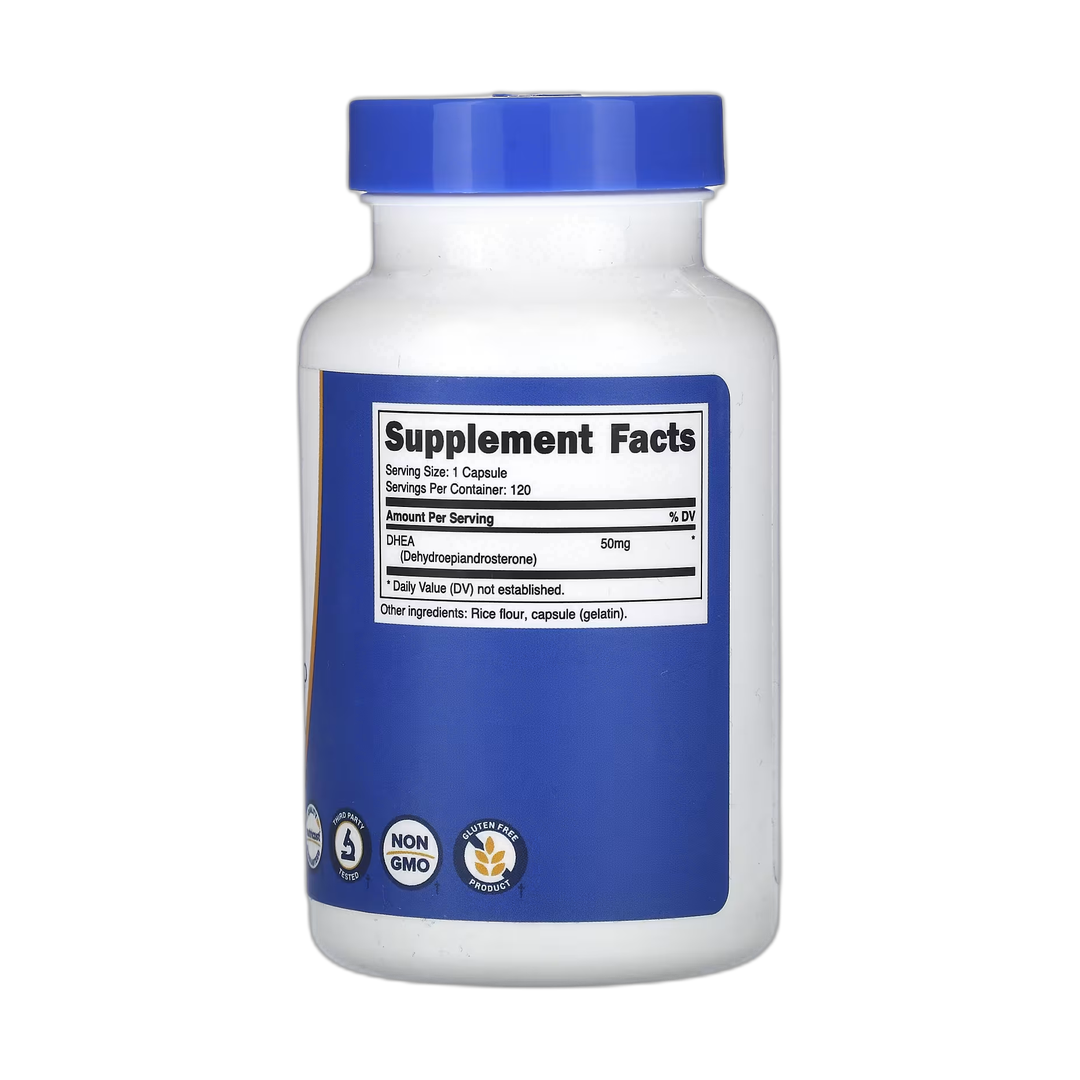 Nutricost, DHEA, 50 mg, 120 Capsules back packaging view