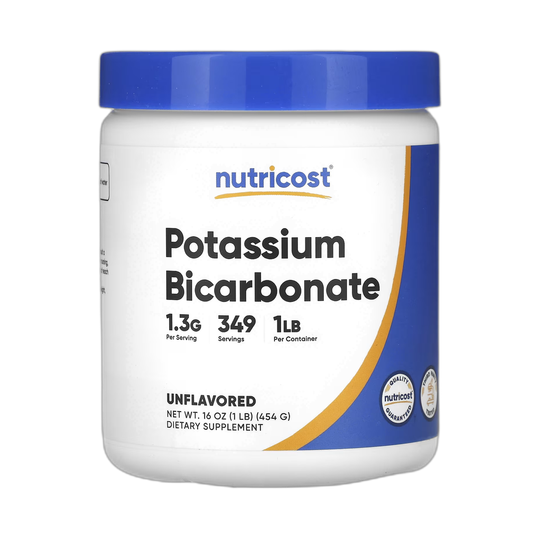 Nutricost, Potassium Bicarbonate, Unflavored, 16 oz, 454 g front packaging view