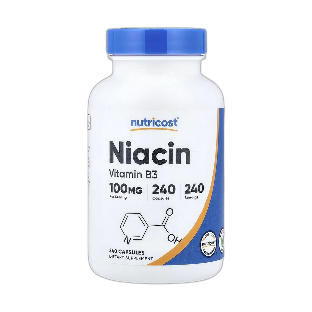 Nutricost, Niacin, 100 mg, 240 Capsules front packaging view