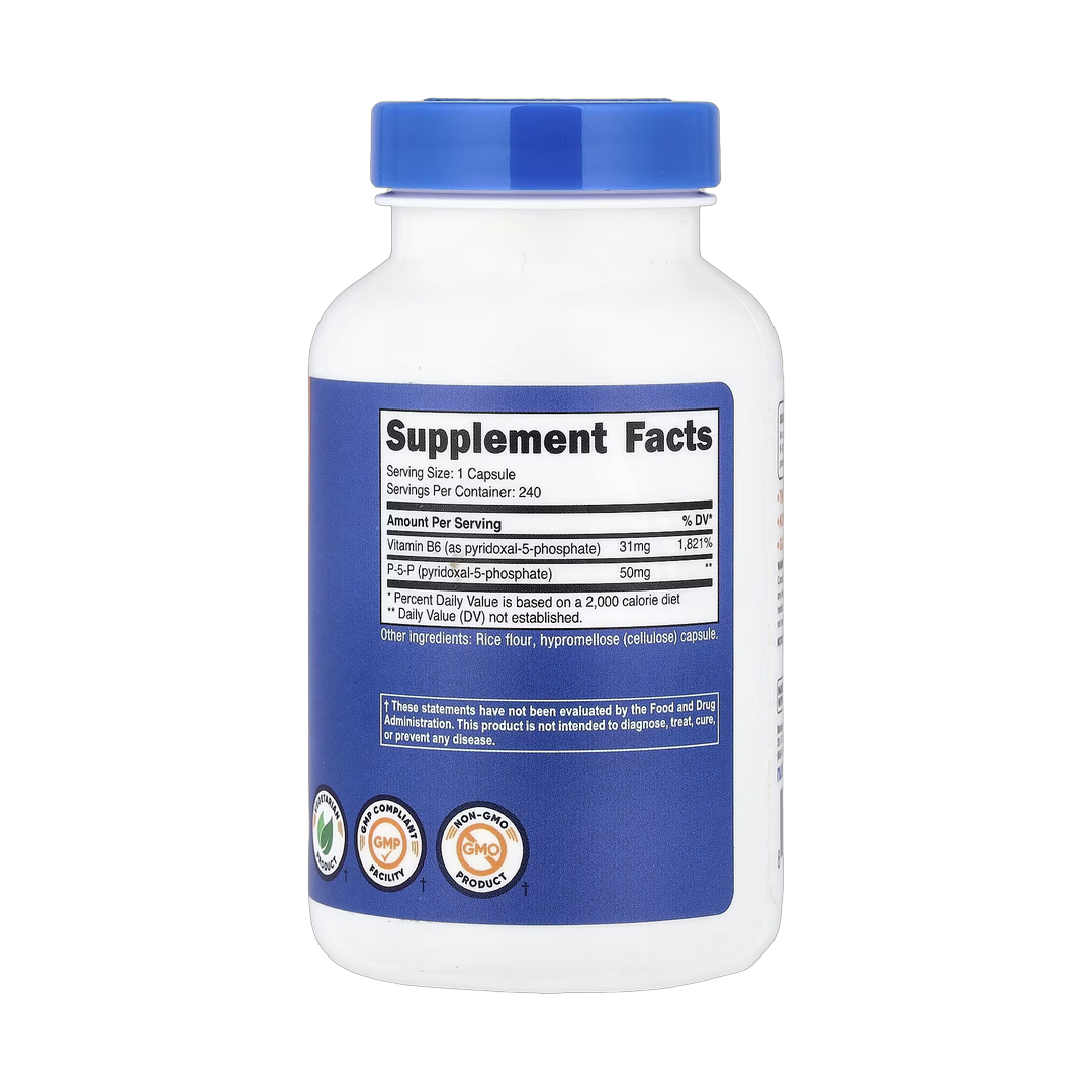 Nutricost, P-5-P, 240 Capsules back packaging view