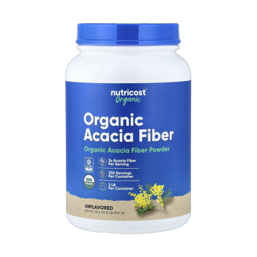 Nutricost, Organic Acacia Fiber Powder, Unflavored, 32.4 oz, 907 g front packaging view