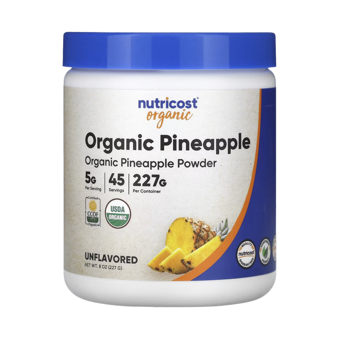 Nutricost, Organic Pineapple Powder, Unflavored, 8 oz, 227 g front packaging view