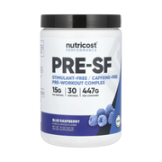 Nutricost, Performance, Pre-SF, Stimulant-Free Pre-Workout Complex, Blue Raspberry, 16 oz,447 g front packaging view
