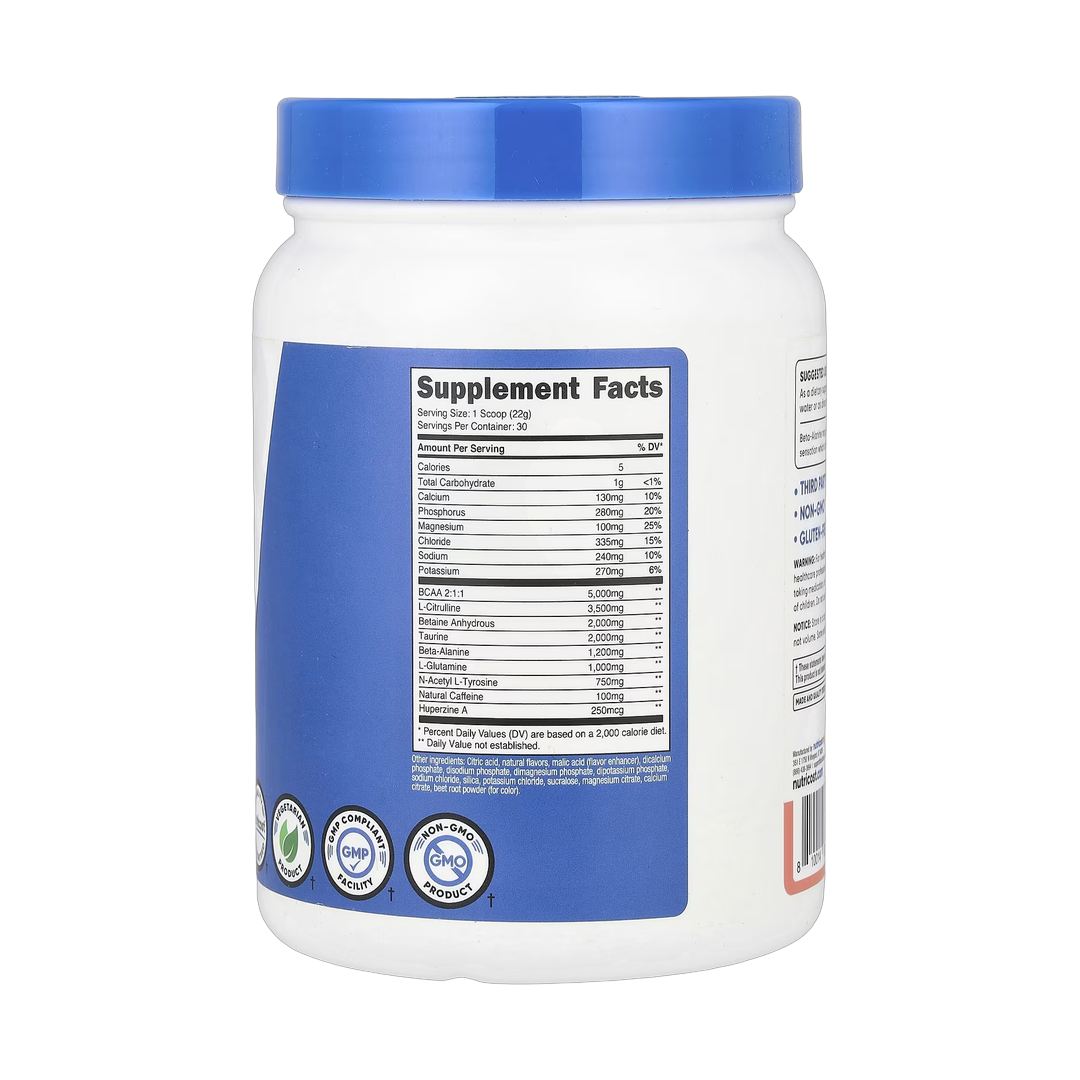 Nutricost, Performance, Intra-Workout Complex, Pink Lemonade, 1.4 lb, 651 g back packaging view