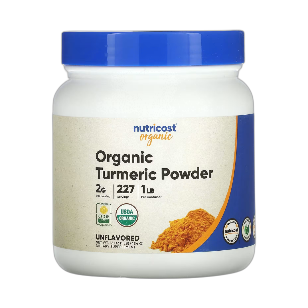 Nutricost, Organic Turmeric Powder, Unflavored, 16 oz, 454 g front packaging view