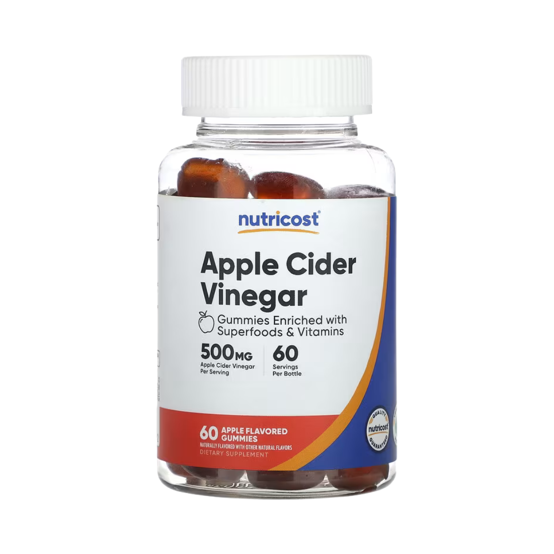 Nutricost, Apple Cider Vinegar Gummies, Apple, 500 mg, 60 Gummies front packaging view