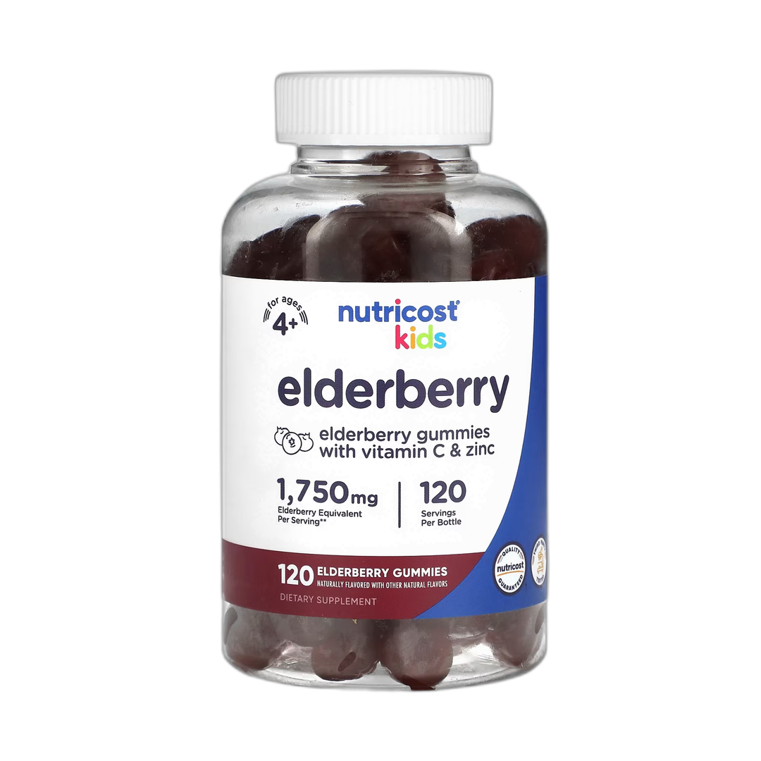 Nutricost, Kids, Elderberry, Ages 4+, 1,750 mg, 120 Gummies front packaging view
