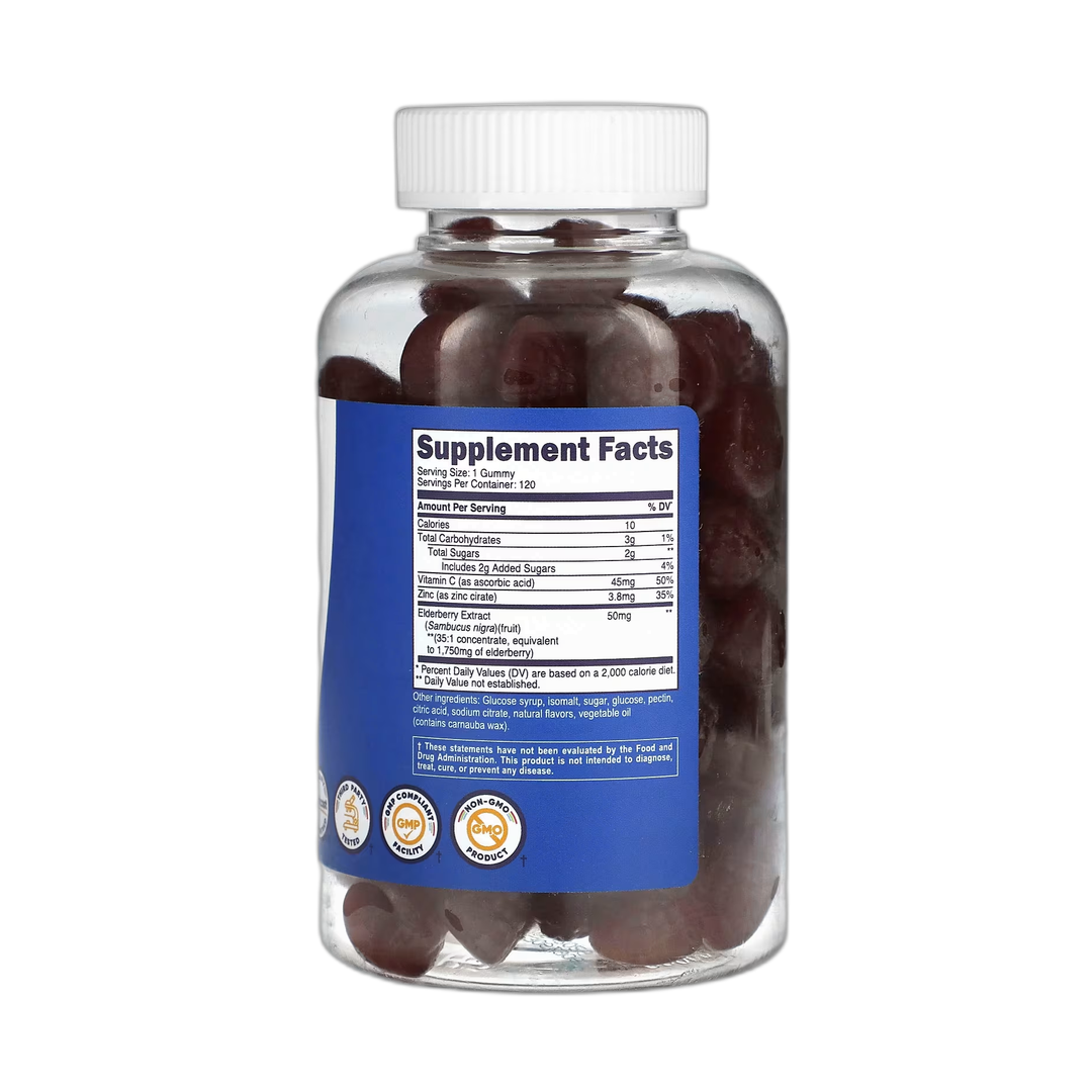 Nutricost, Kids, Elderberry, Ages 4+, 1,750 mg, 120 Gummies back packaging view