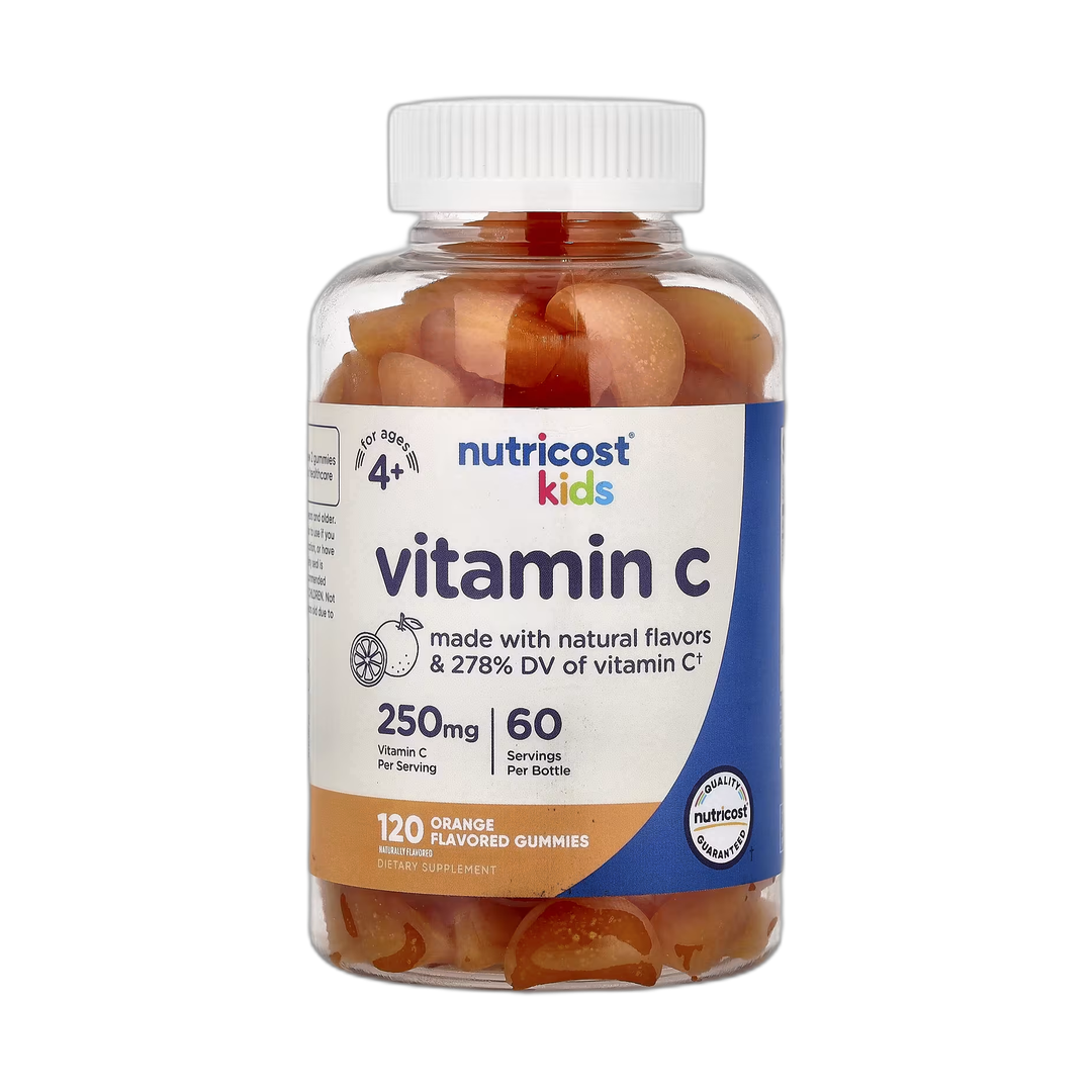 Nutricost, Kids, Vitamin C Gummies, Ages 4+, Orange, 120 Gummies front packaging view