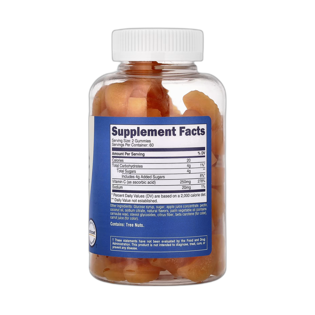 Nutricost, Kids, Vitamin C Gummies, Ages 4+, Orange, 120 Gummies back packaging view