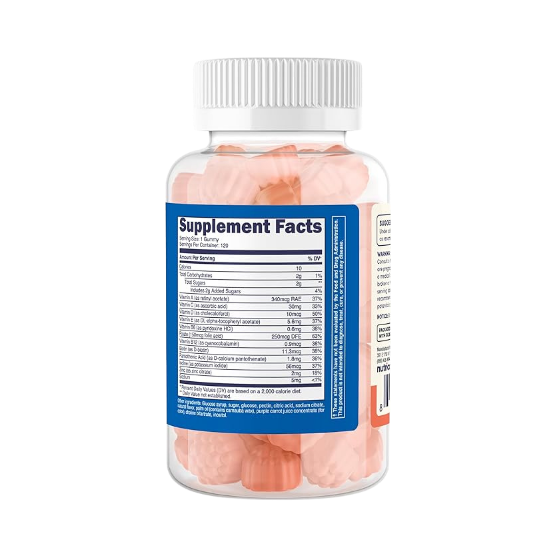 Nutricost Kids Multivitamin, 120 Gummies back packaging view