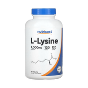 Nutricost, L-Lysine, 1,000 mg, 120 Tablets front packaging view