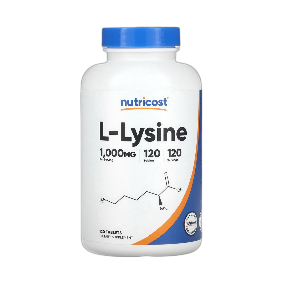 Nutricost, L-Lysine, 1,000 mg, 120 Tablets front packaging view