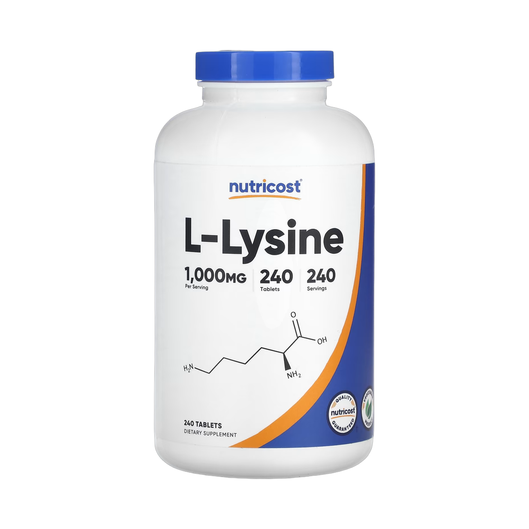 Nutricost, L-Lysine, 1,000 mg , 240 Tablets front packaging view