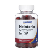 Nutricost, Melatonin, Strawberry, 5 mg, 180 Gummies front packaging view