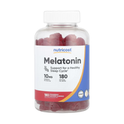 Nutricost, Melatonin Gummies, Strawberry, 10 mg, 180 Gummies front packaging view