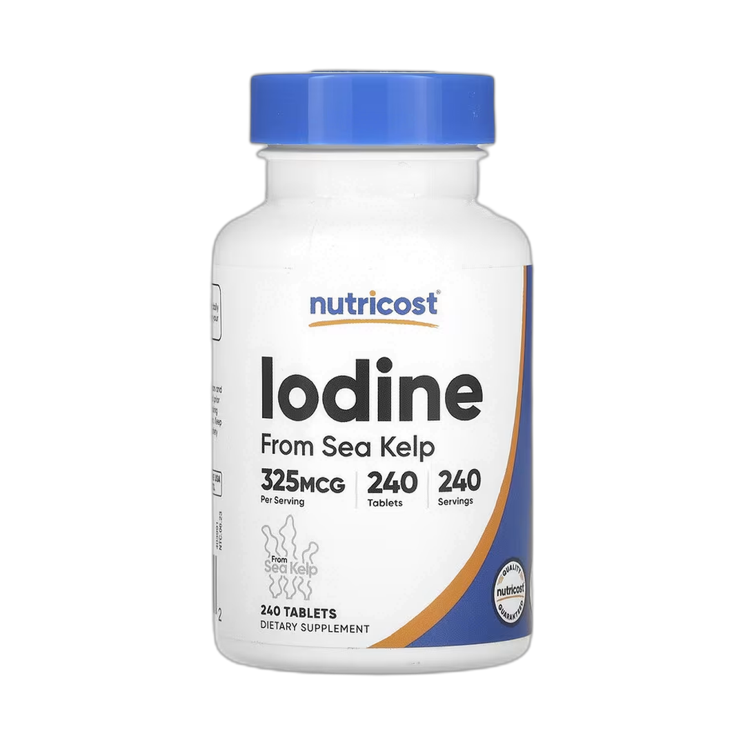 Nutricost, Iodine, 325 mcg, 240 Tablets front packaging view