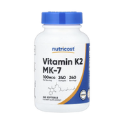 Nutricost, Vitamin K2 MK-7, 100 mcg, 240 Softgels front packaging view