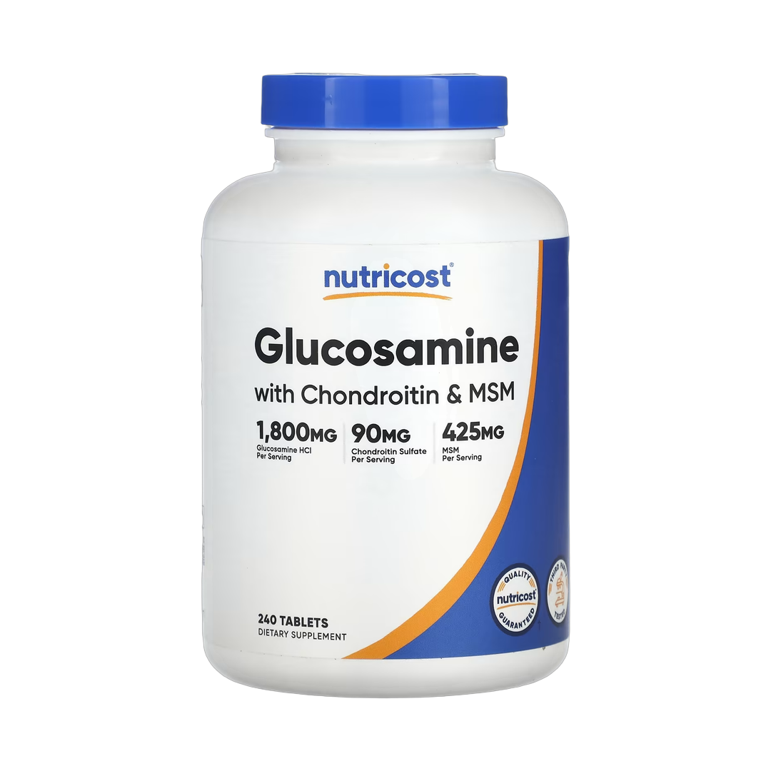 Nutricost, Glucosamine with Chondroitin & MSM, 240 Tablets front packaging view