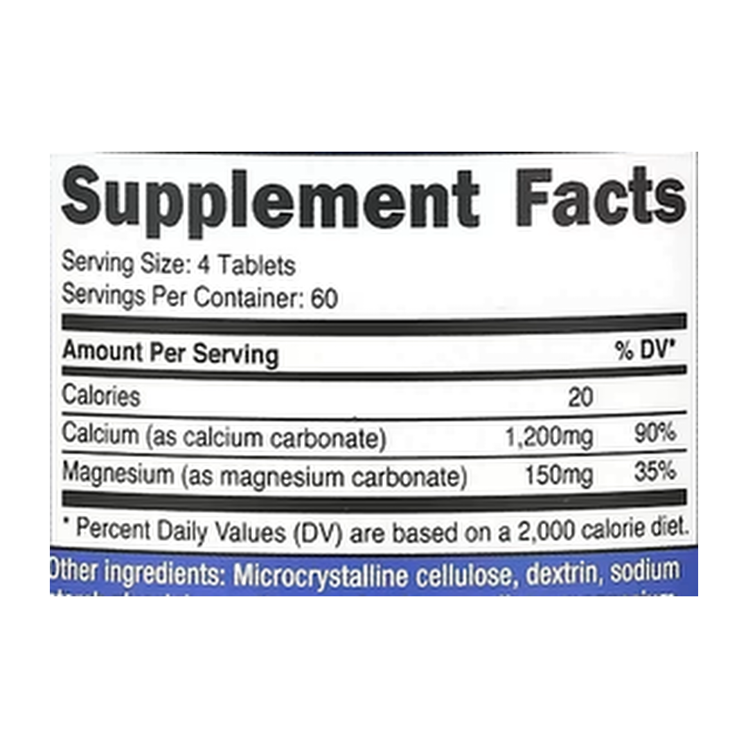 Nutricost, Calcium & Magnesium, 240 Tablets supplement facts label showing ingredients, vitamins, minerals, and serving information