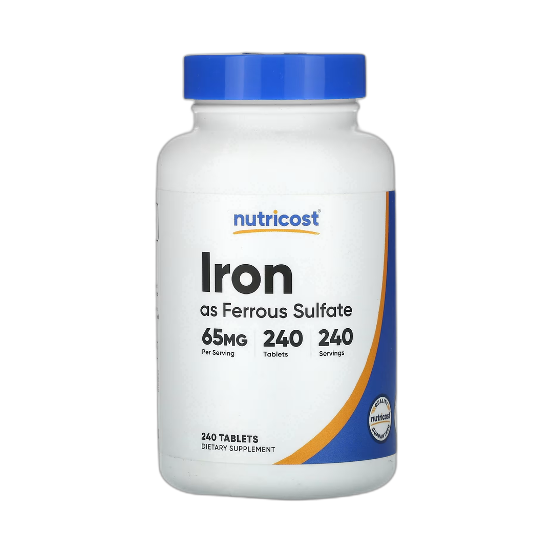 Nutricost, Iron, 65 mg, 240 Tablets front packaging view
