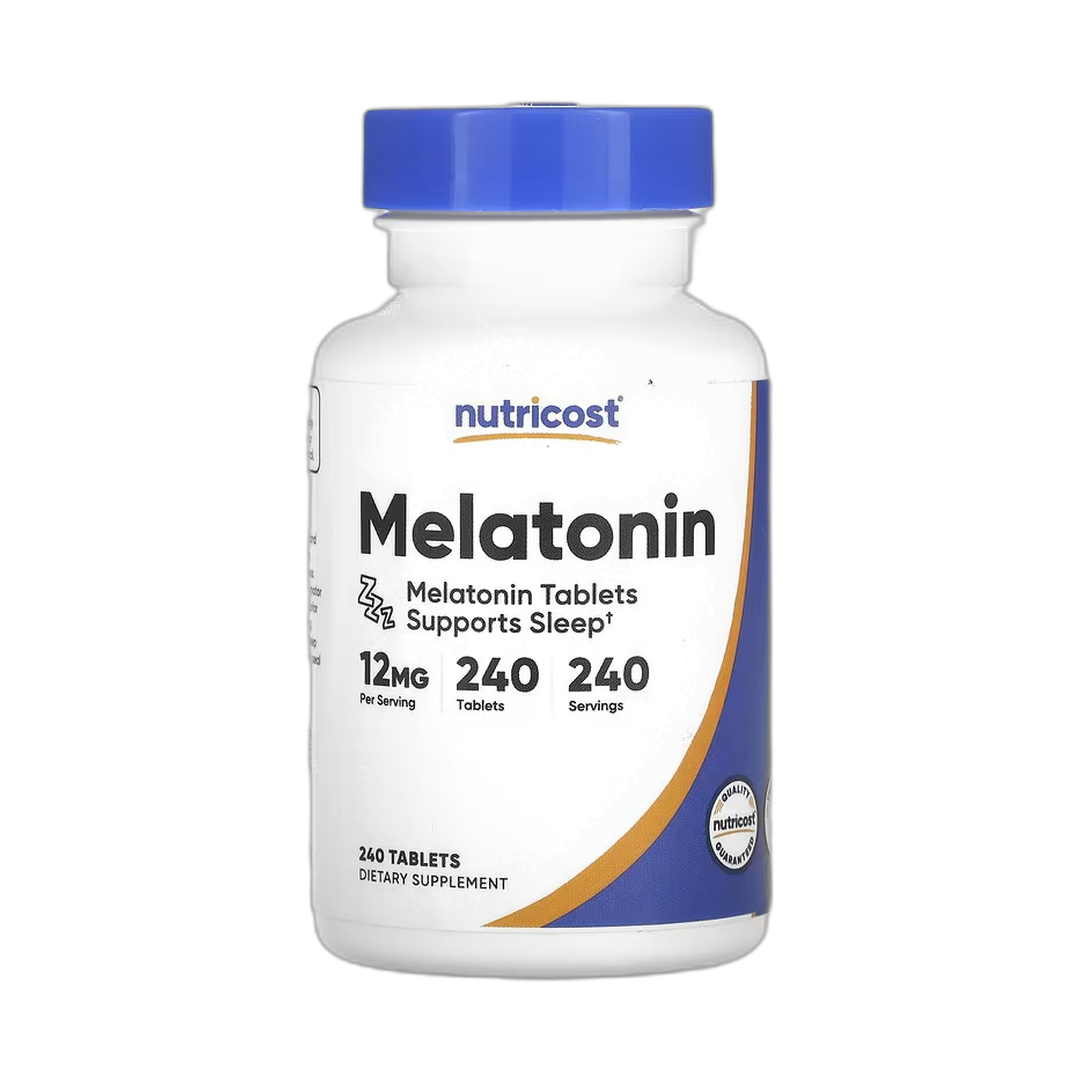 Nutricost, Melatonin, 12 mg, 240 Tablets front packaging view