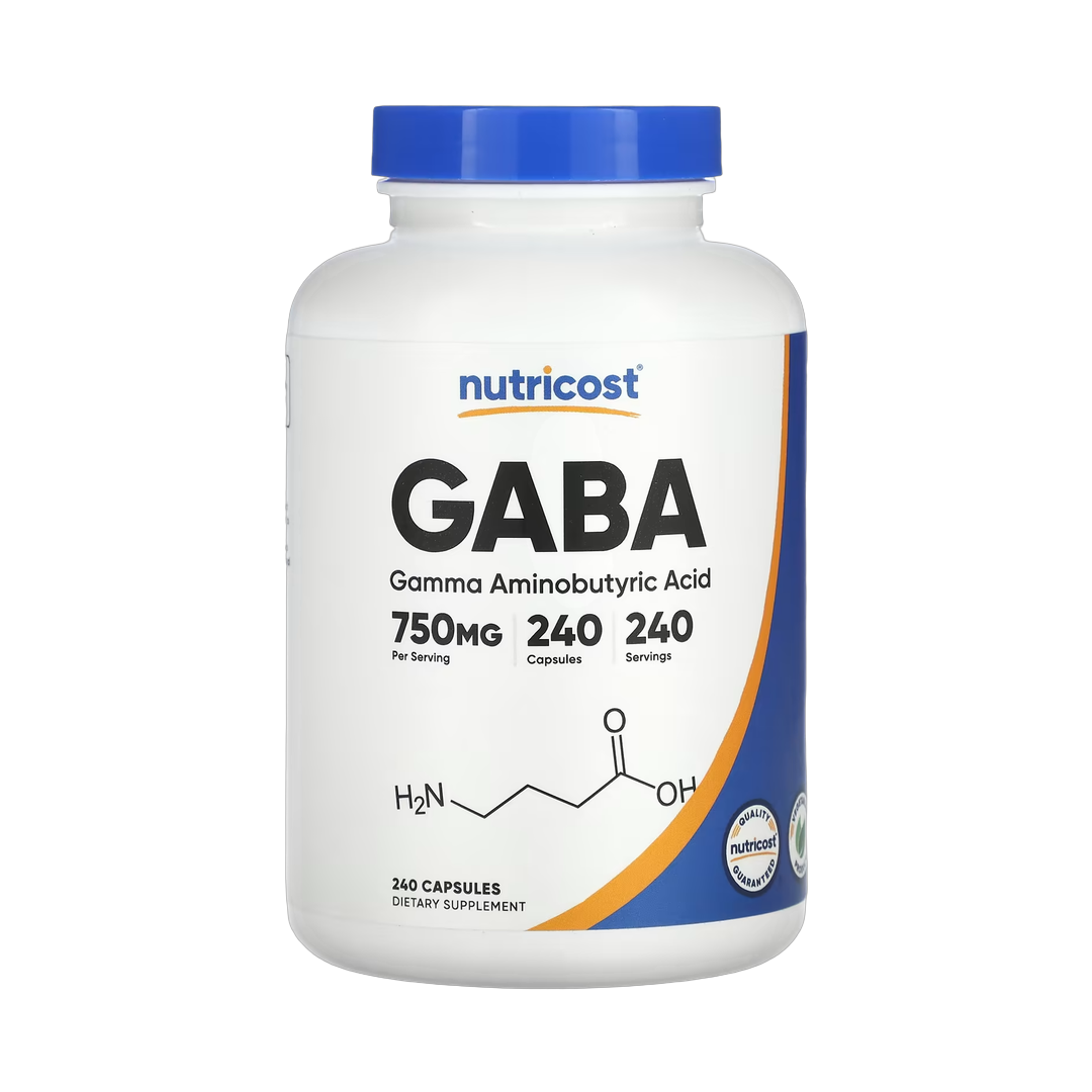 Nutricost, GABA, 750 mg, 240 Capsules front packaging view