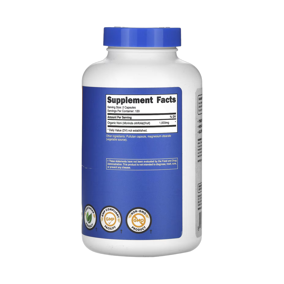 Nutricost, Noni, 240 Capsules back packaging view