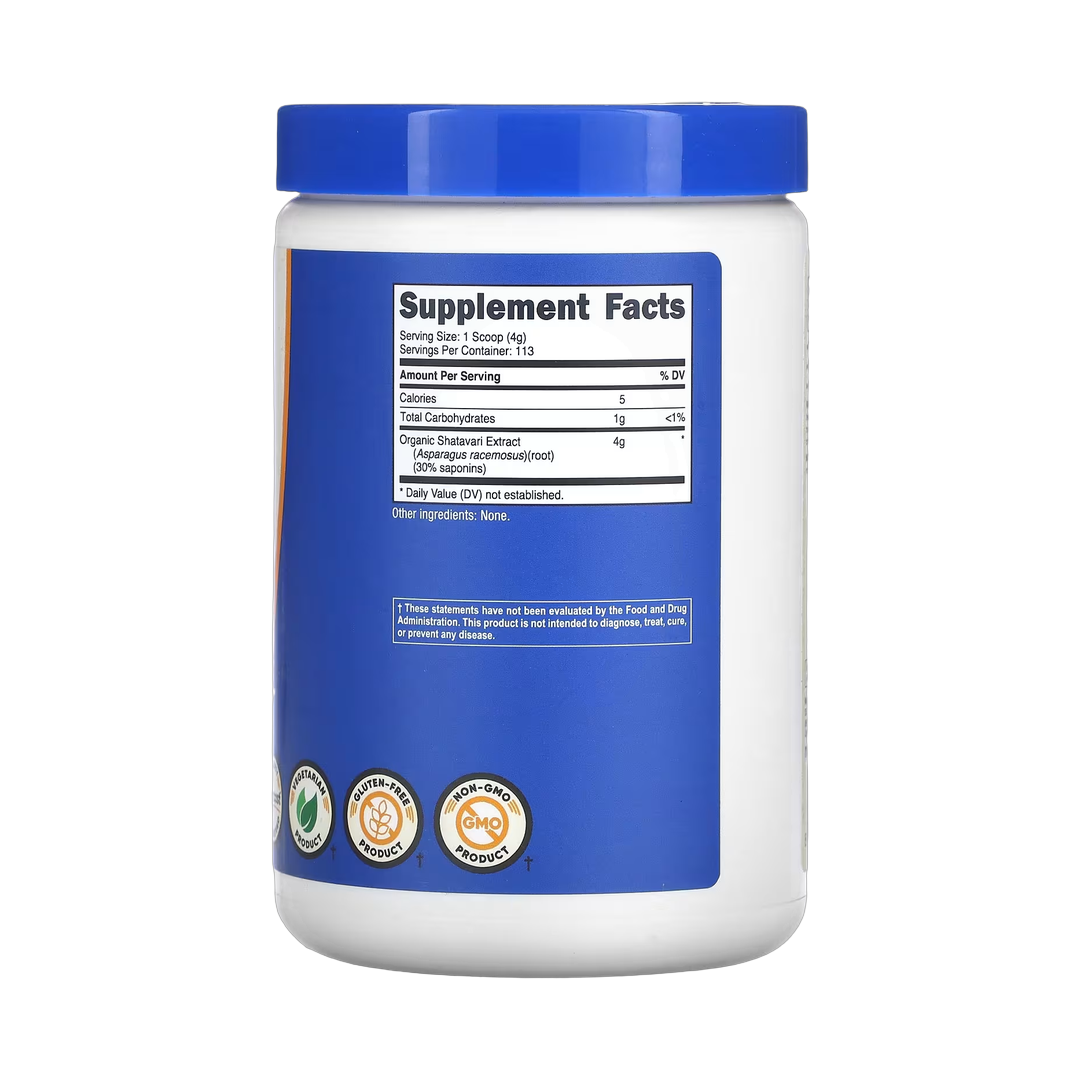 Nutricost, Organic Shatavari, Unflavored, 16.2 oz, 454 g back packaging view