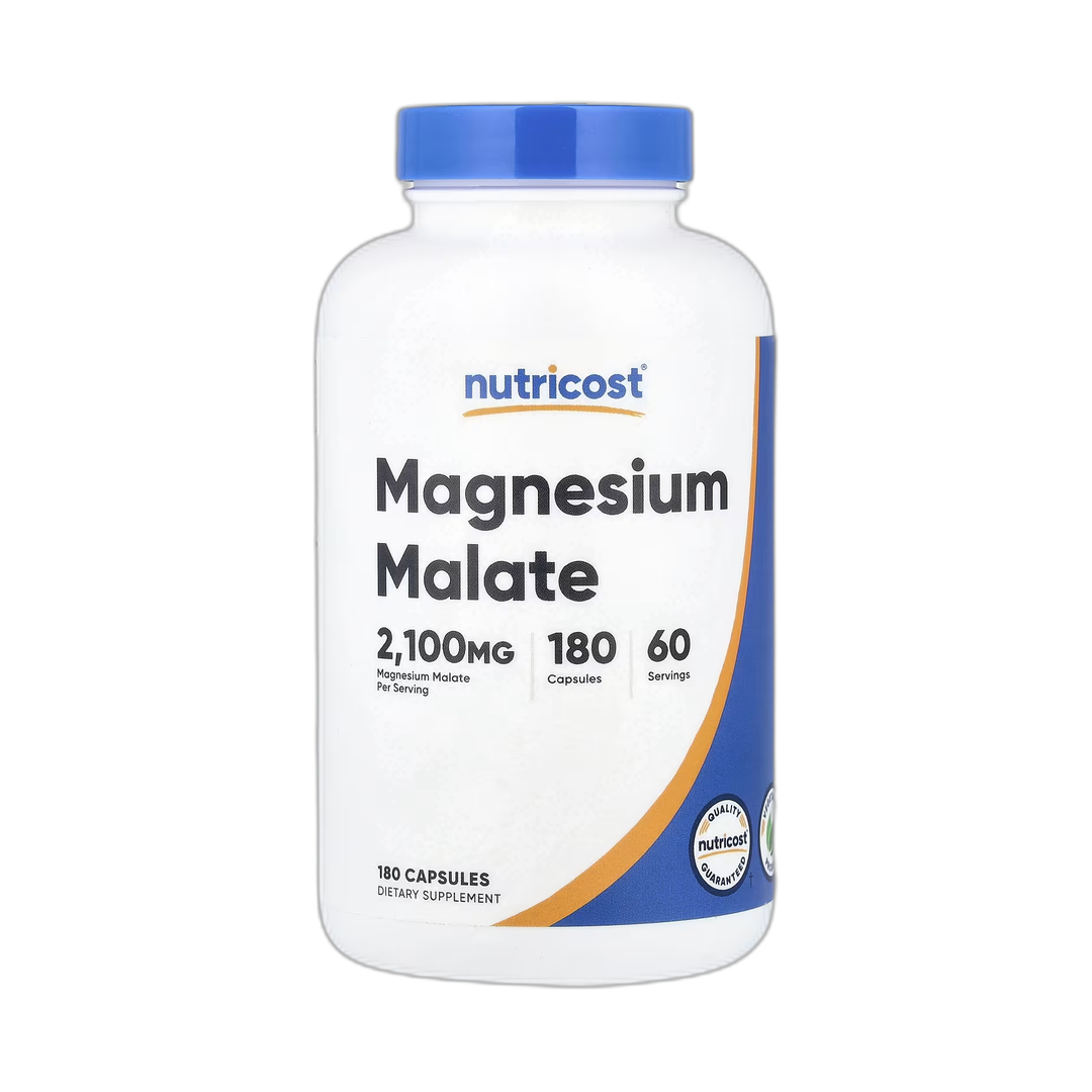 Nutricost, Magnesium Malate, 180 Capsules front packaging view
