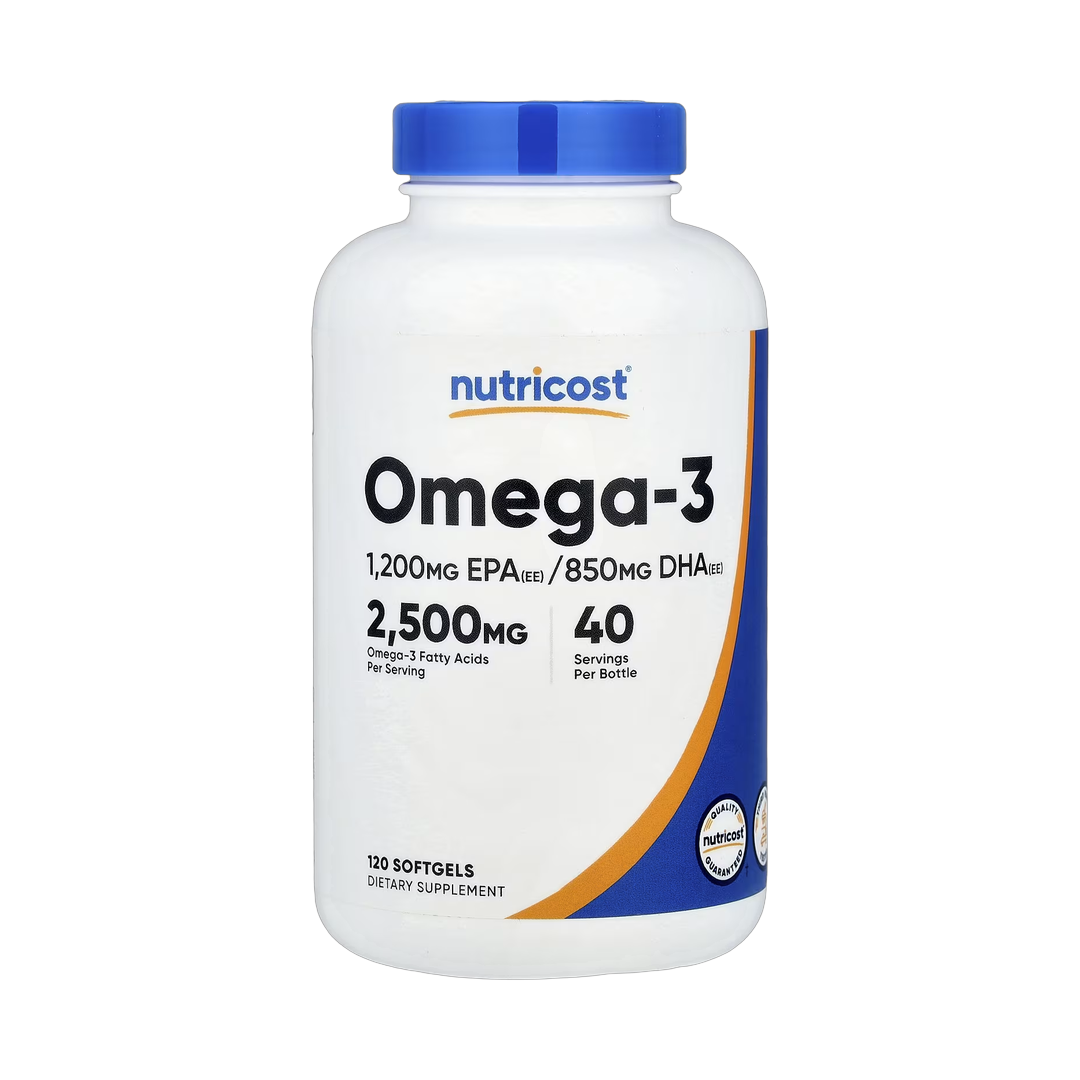 Nutricost, Omega-3, 120 Softgels front packaging view