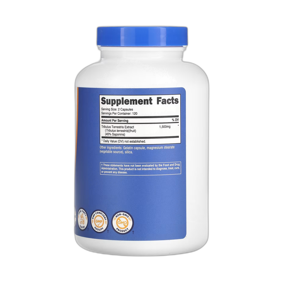 Nutricost, Tribulus, 240 Capsules back packaging view