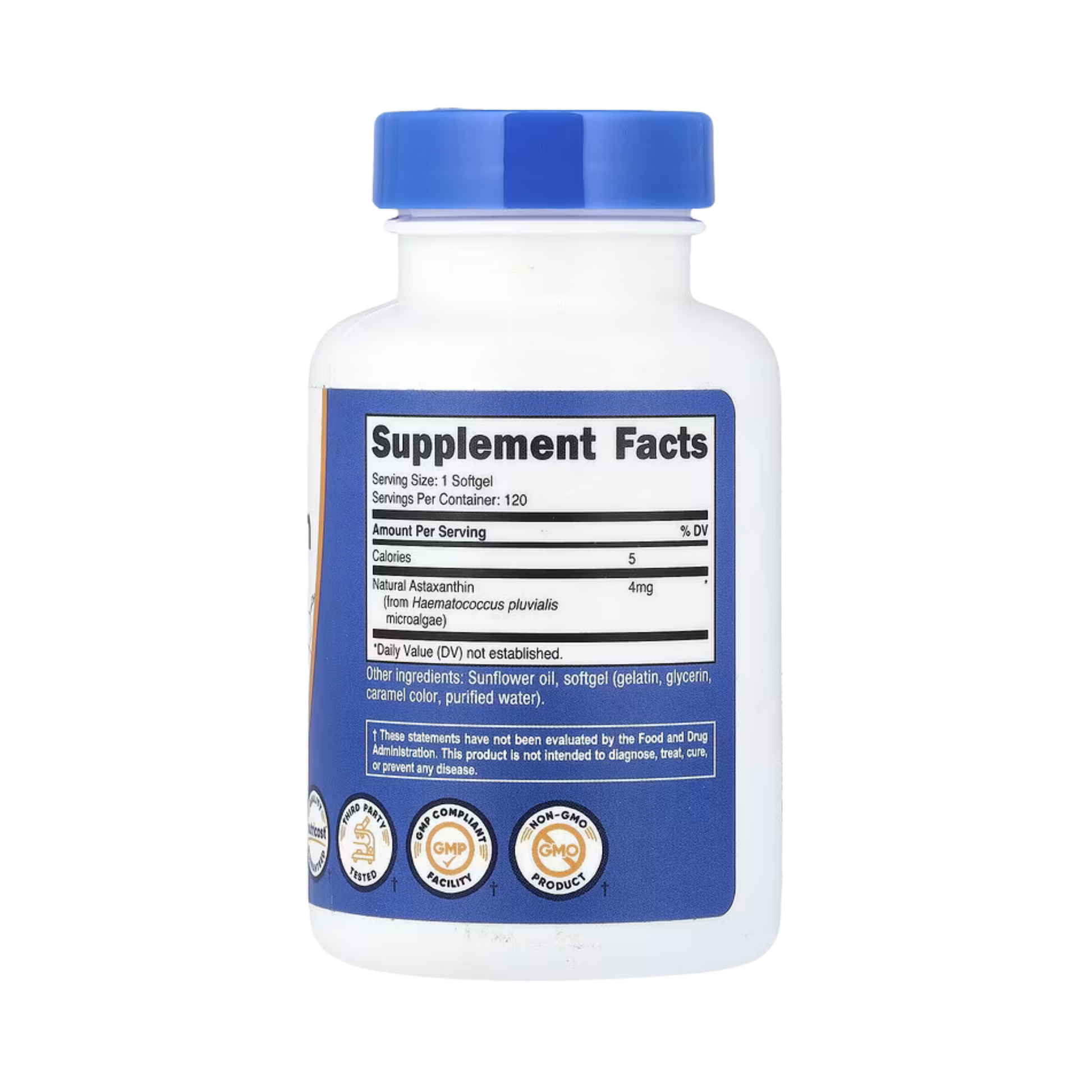 Nutricost, Astaxanthin, 4 mg, 120 Softgels back packaging view