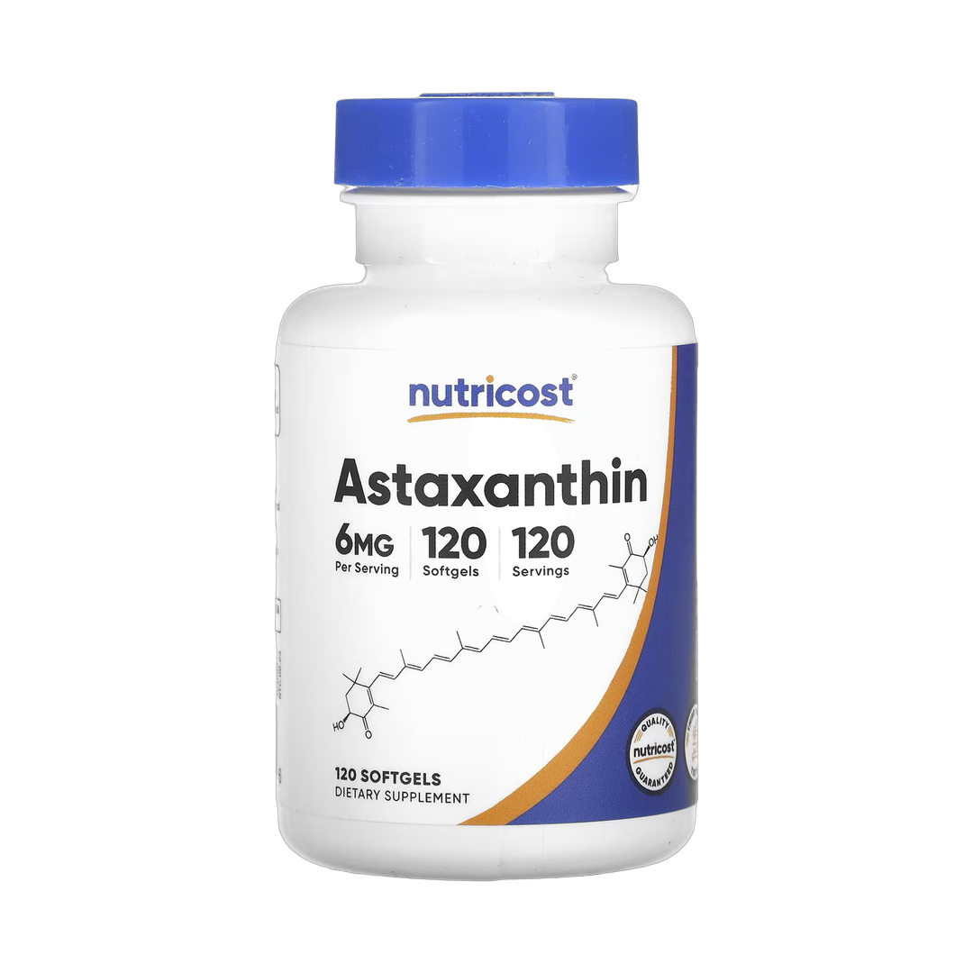 Nutricost, Astaxanthin, 6 mg, 120 Softgels front packaging view