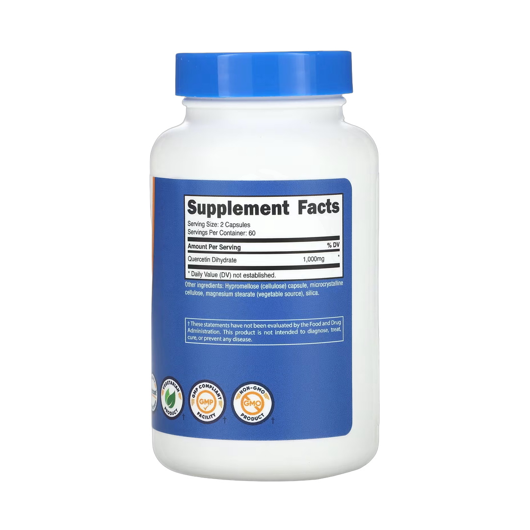 Nutricost, Quercetin, 120 Capsules back packaging view