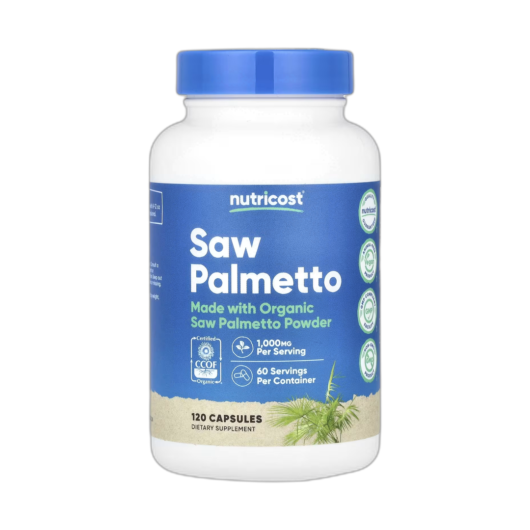 Nutricost, Saw Palmetto, 120 Capsules front packaging view