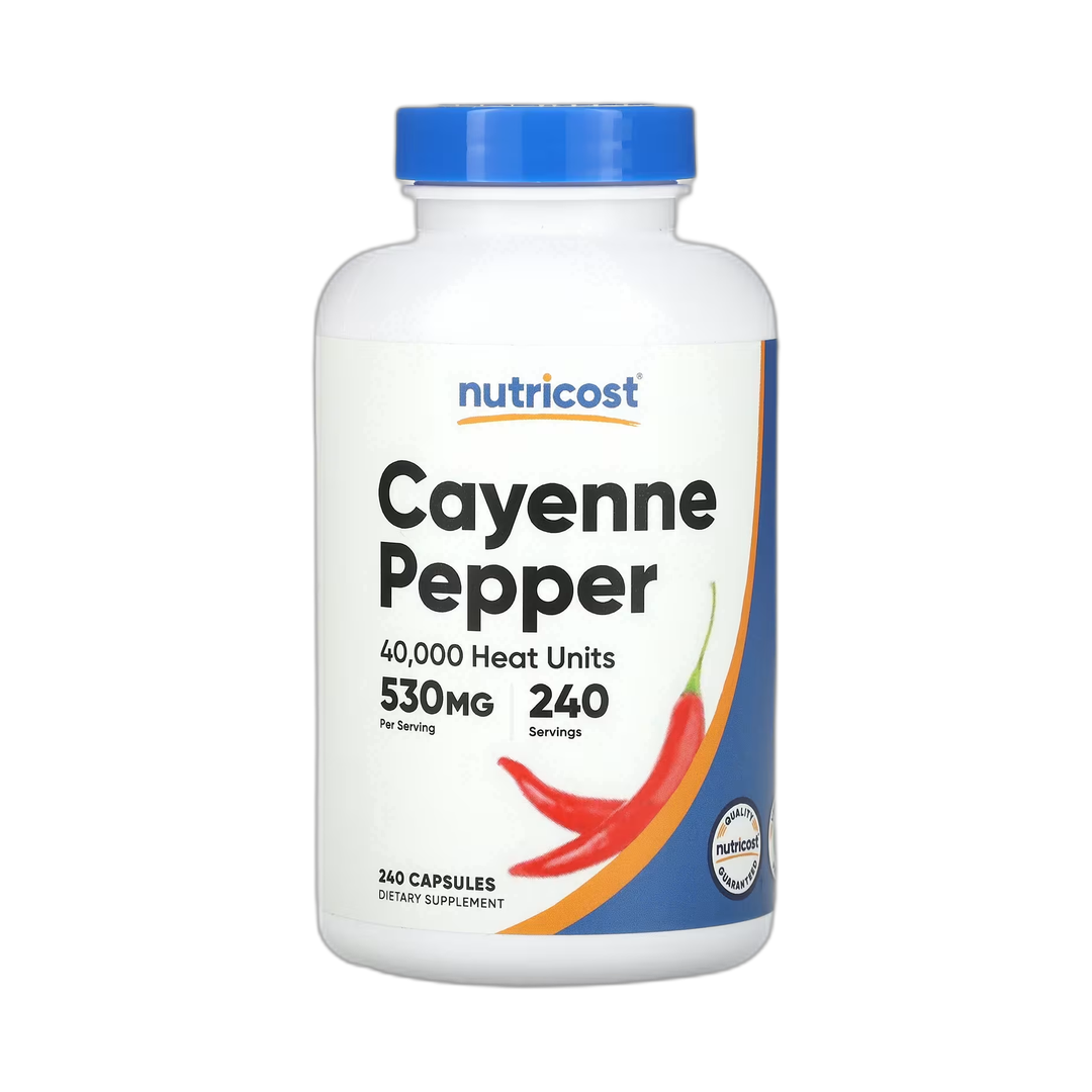 Nutricost, Cayenne Pepper, 40,000 Heat Units, 530 mg, 240 Capsules back packaging view