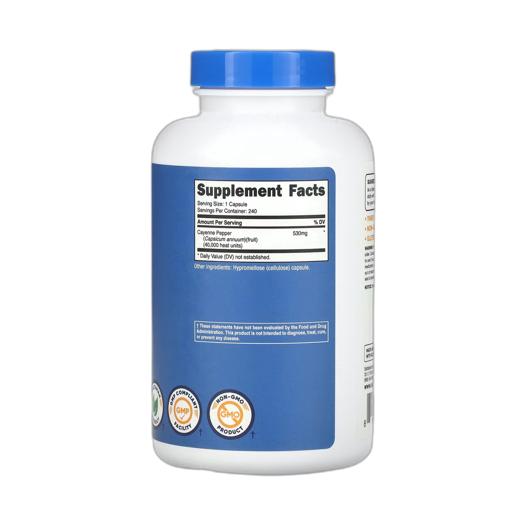 Nutricost, Cayenne Pepper, 40,000 Heat Units, 530 mg, 240 Capsules
