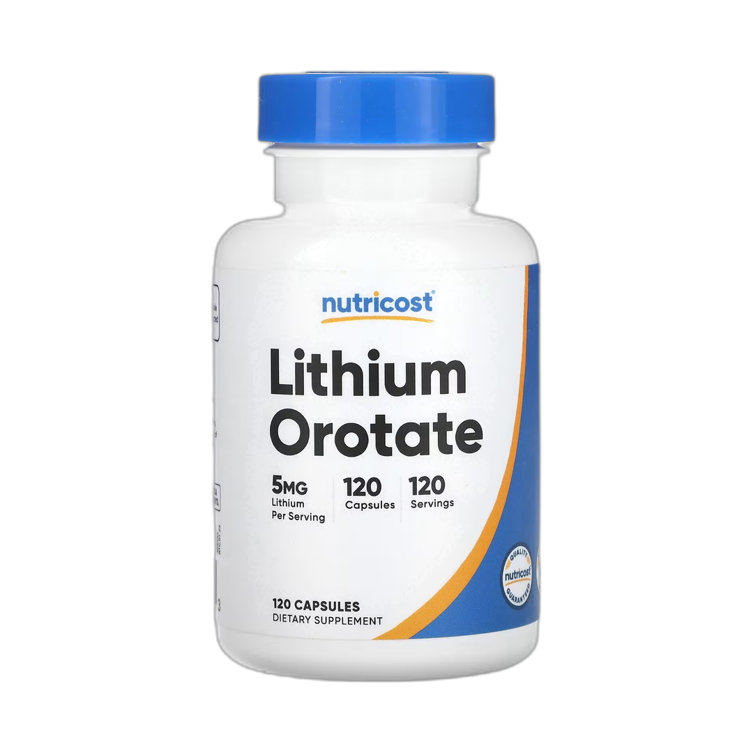 Nutricost, Lithium Orotate, 5 mg, 120 Capsules front packaging view