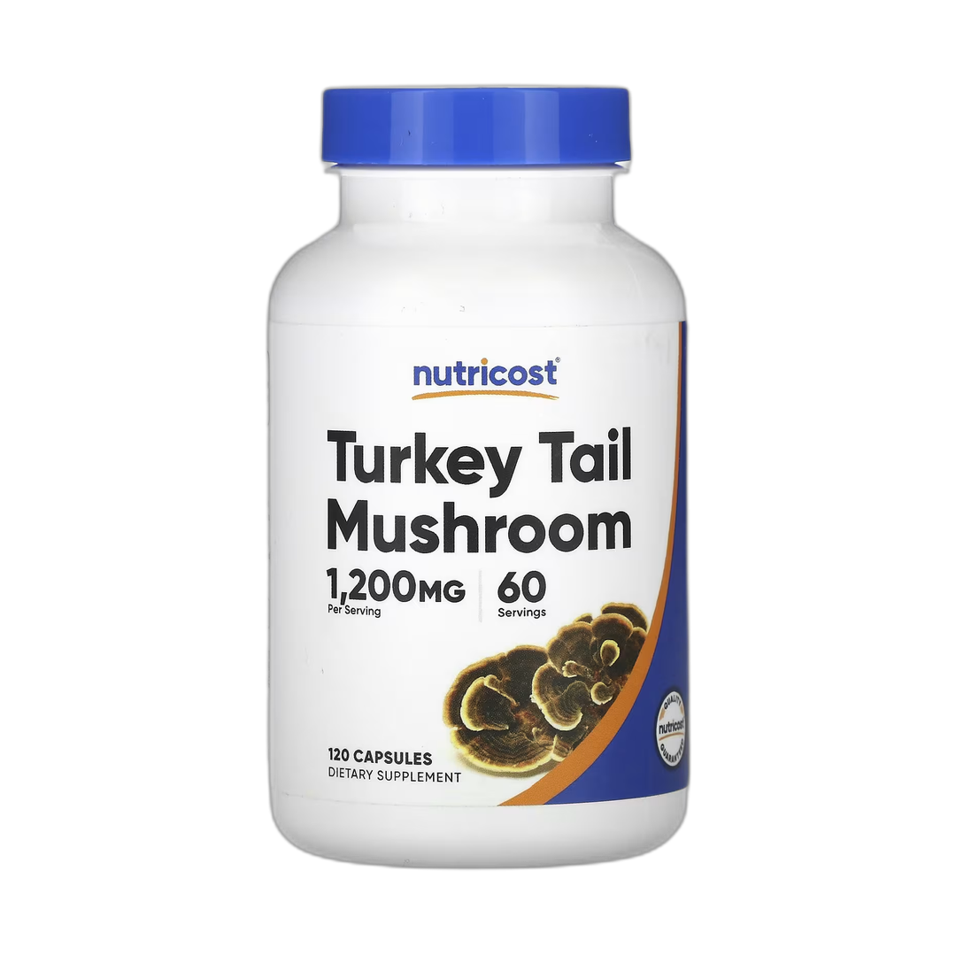 Nutricost, Turkey Tail Mushroom, 120 Capsules front packaging view